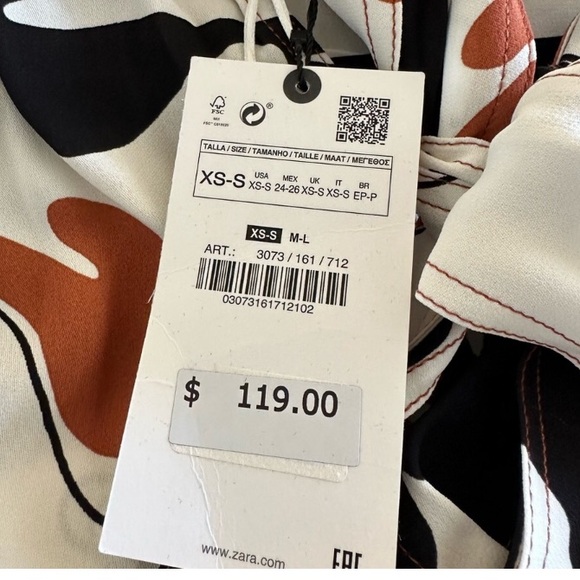 NWT ZARA • 50% OFF • Gorgeous Zara Printed Midi Dress • Size S/XS - Picture 6 of 15